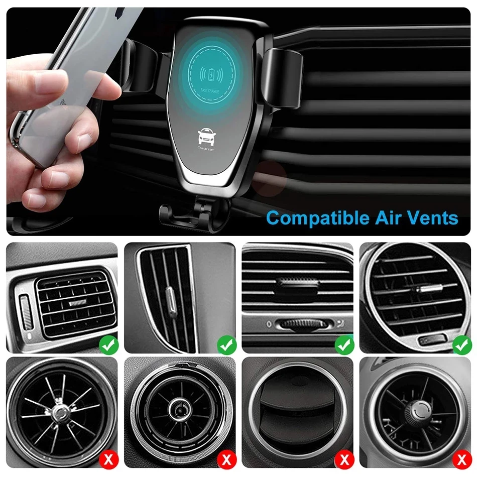 Wireless Car Charger Mount Fast Charging - VIKEFON Wireless Car Charger Air Vent