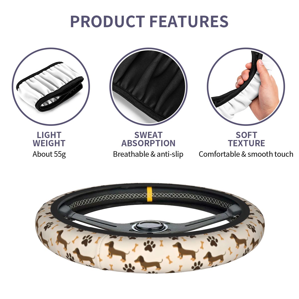 Cute Dachshund Car Steering Wh - Car Steering Wheel Cover Anti Slip Breathable recension och pris